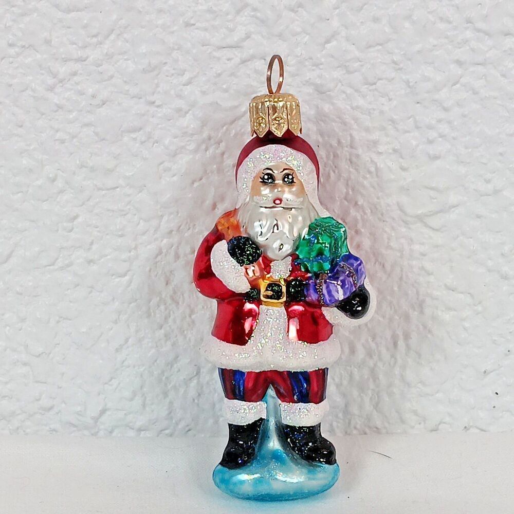 Christopher Radko Christmas Glass Ornament Little Gems Santa with Presents